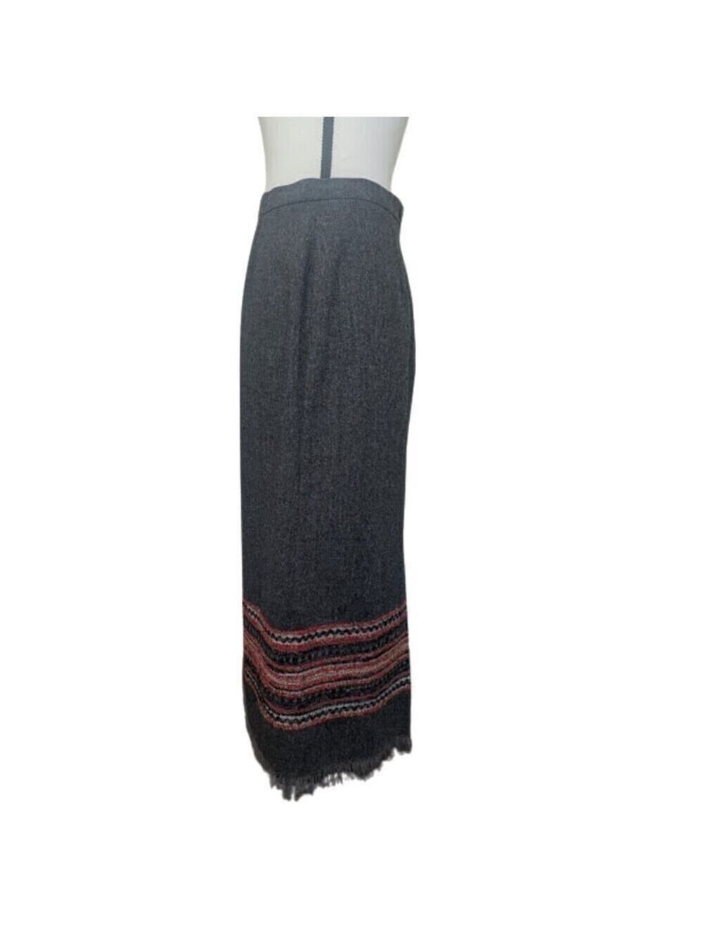 Sag Harbor Fringe-Hem Blanket Stripe Tweed Pencil Skirt Lined Gray Multi *Sz 6P - Picture 7 of 11